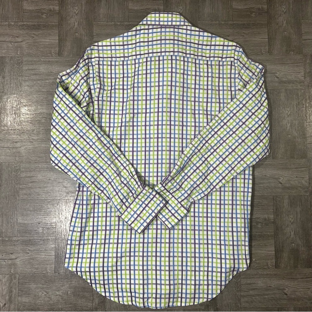 Mens Robert Graham Purple/Green/Blue Plaid Long Sleeve Dress Shirt Size Small - Picture 11 of 11